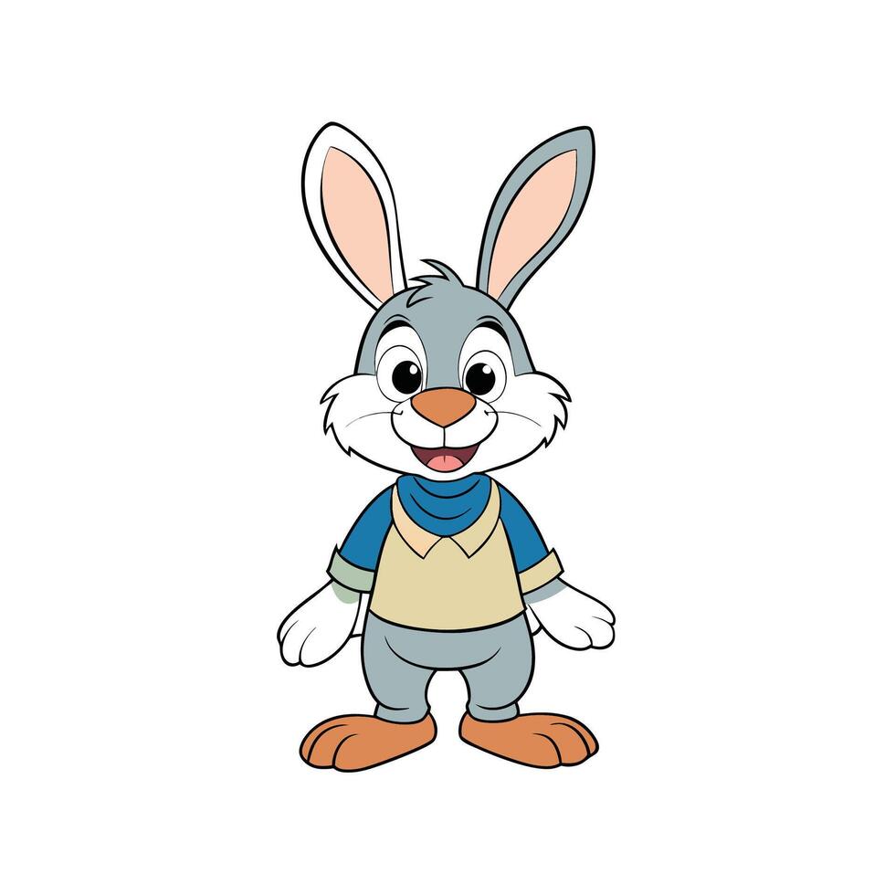 Smiling cartoon bunny rabbit character standing in full view vector