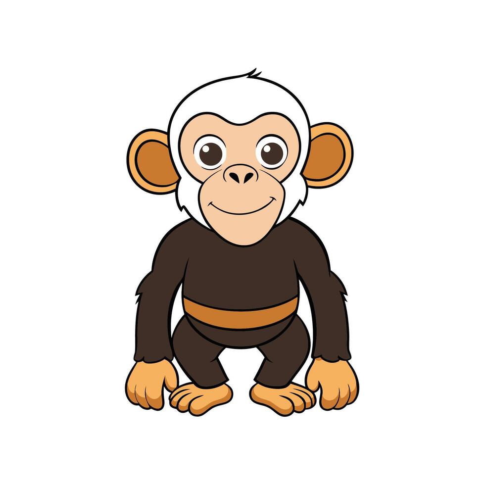 Cartoon monkey with gentle smile isolated on white background vector