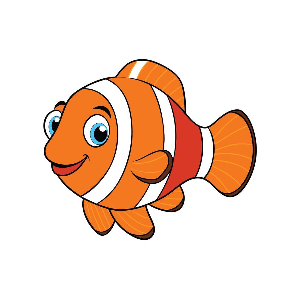 Cartoon Clownfish Illustration Isolated on White Background vector