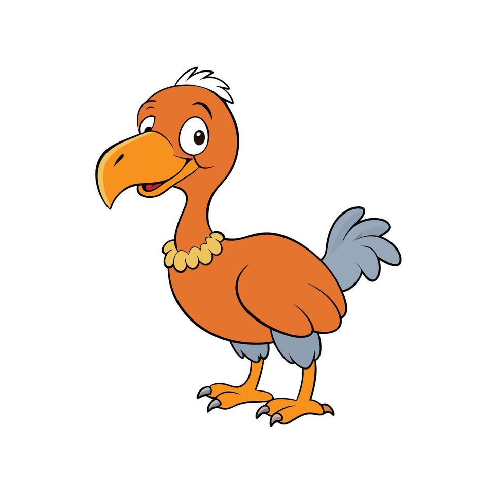 Cartoon bird with orange body and friendly facial expression vector