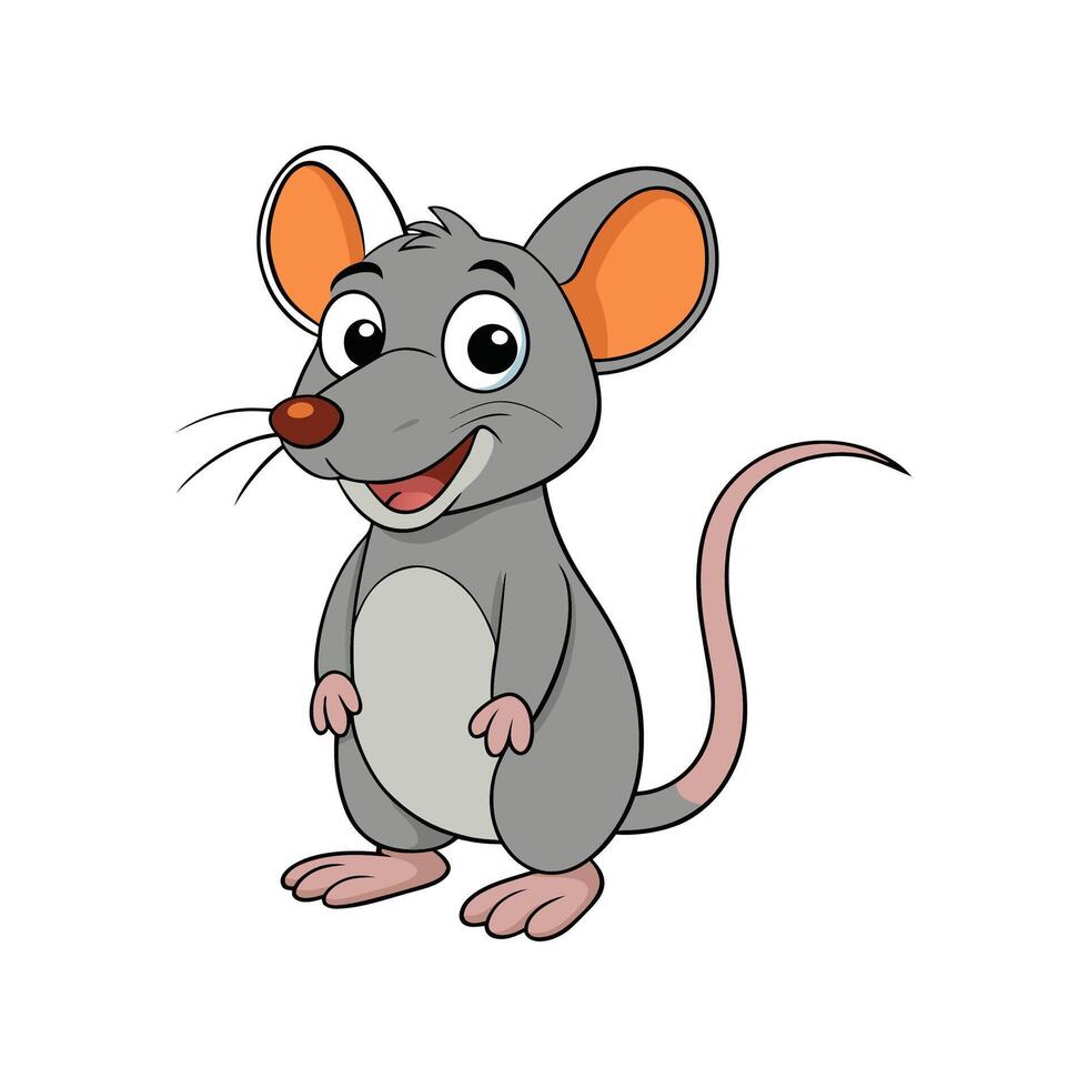 Cartoon mouse standing with a big smile on white vector