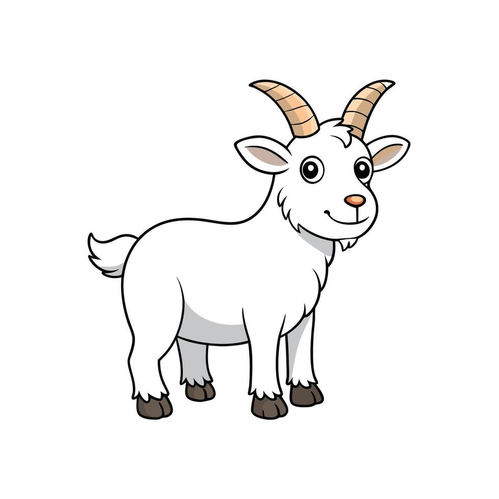 Cartoon goat standing portrait, cute and friendly illustration vector