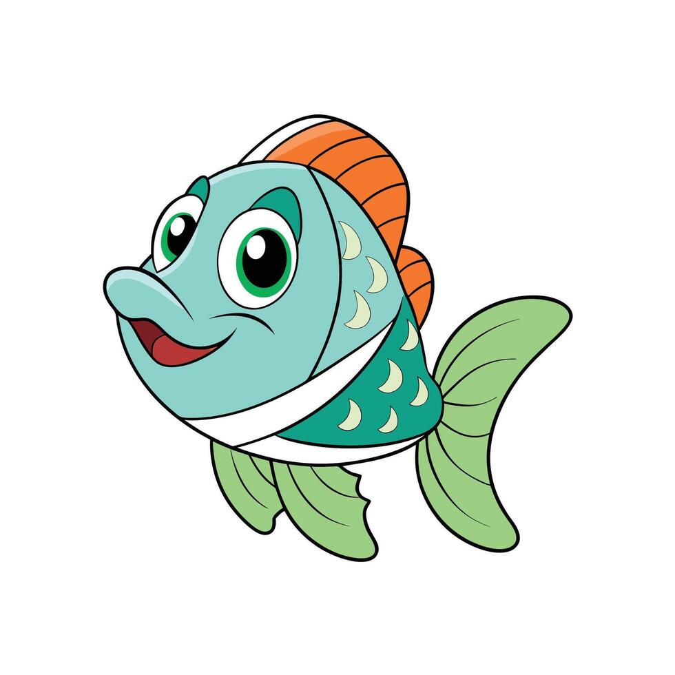 Cartoon fish swimming isolated on a white background vector