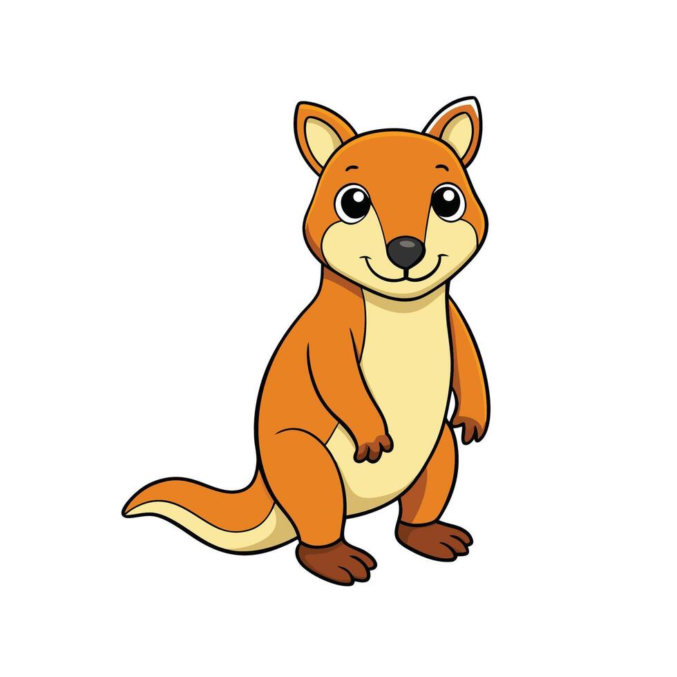 Cartoon Kangaroo Illustration with a Cheerful Expression on White vector