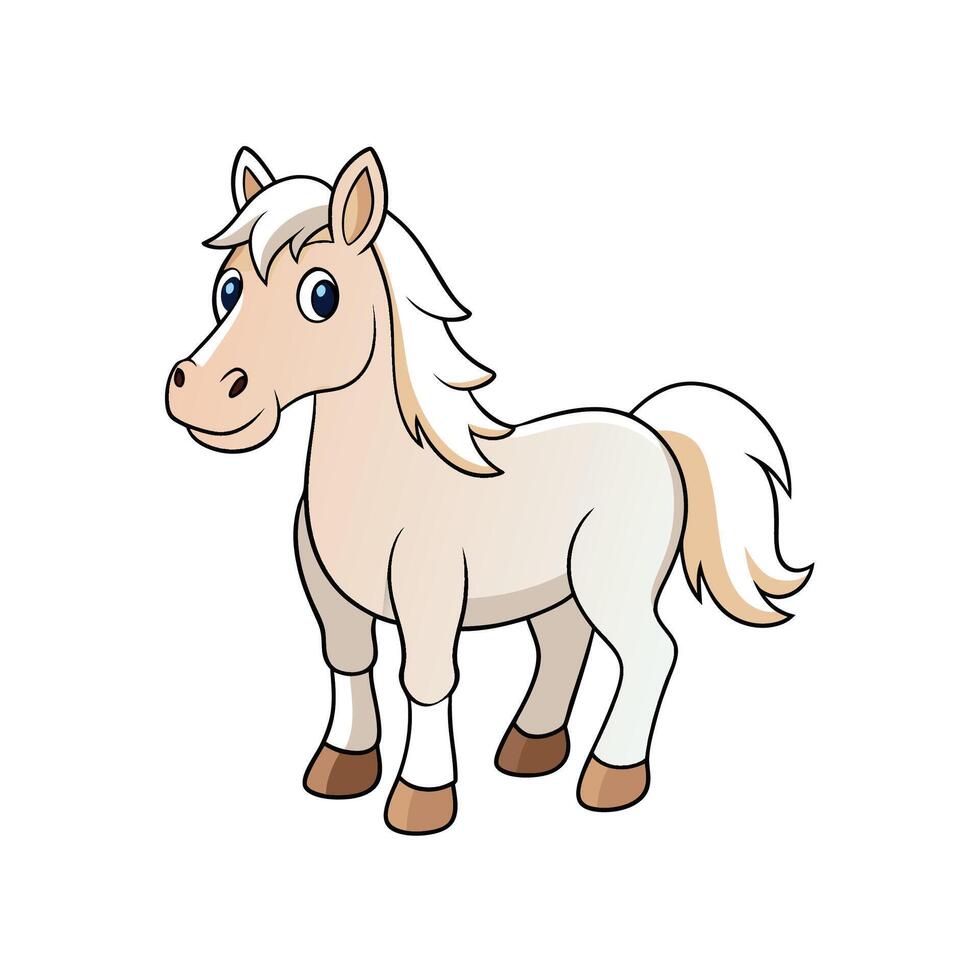 Cartoon horse stands sideways with a cute, friendly appearance vector