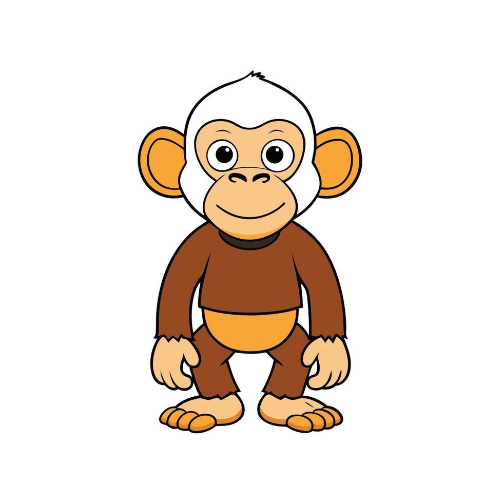 Cute cartoon monkey standing upright on a white background vector