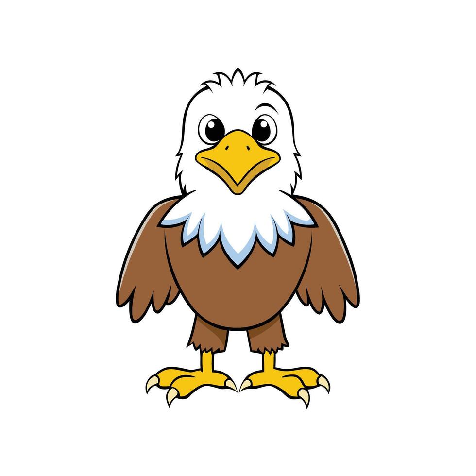 Cartoon bald eagle illustration standing on white background vector