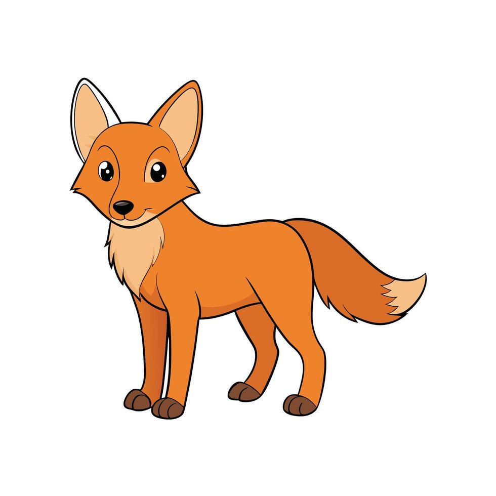 Cartoon Fox Illustration Standing on White Background Isolated vector