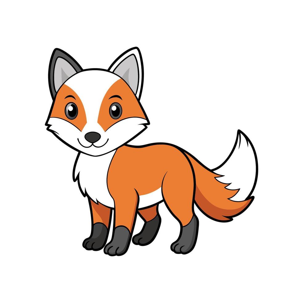 Cartoon fox with orange fur, isolated on white background vector