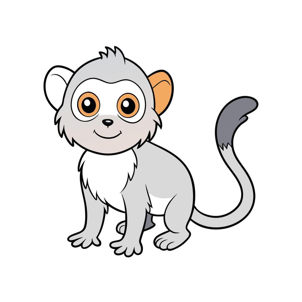 Cute cartoon monkey character with friendly expression on white vector