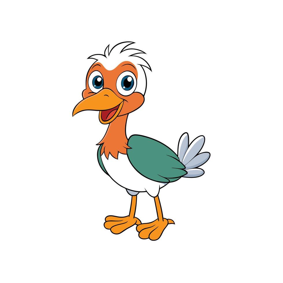 Cartoon bird character with friendly expression against white background vector