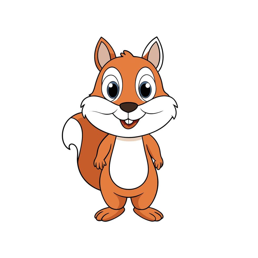 Cute cartoon squirrel standing upright and smiling joyfully vector