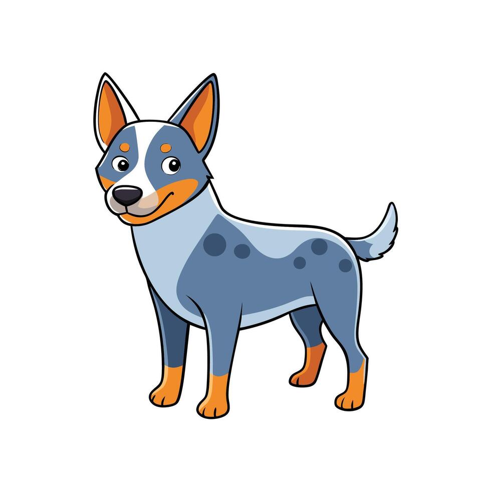 Cartoon style Blue Heeler dog standing looking friendly vector