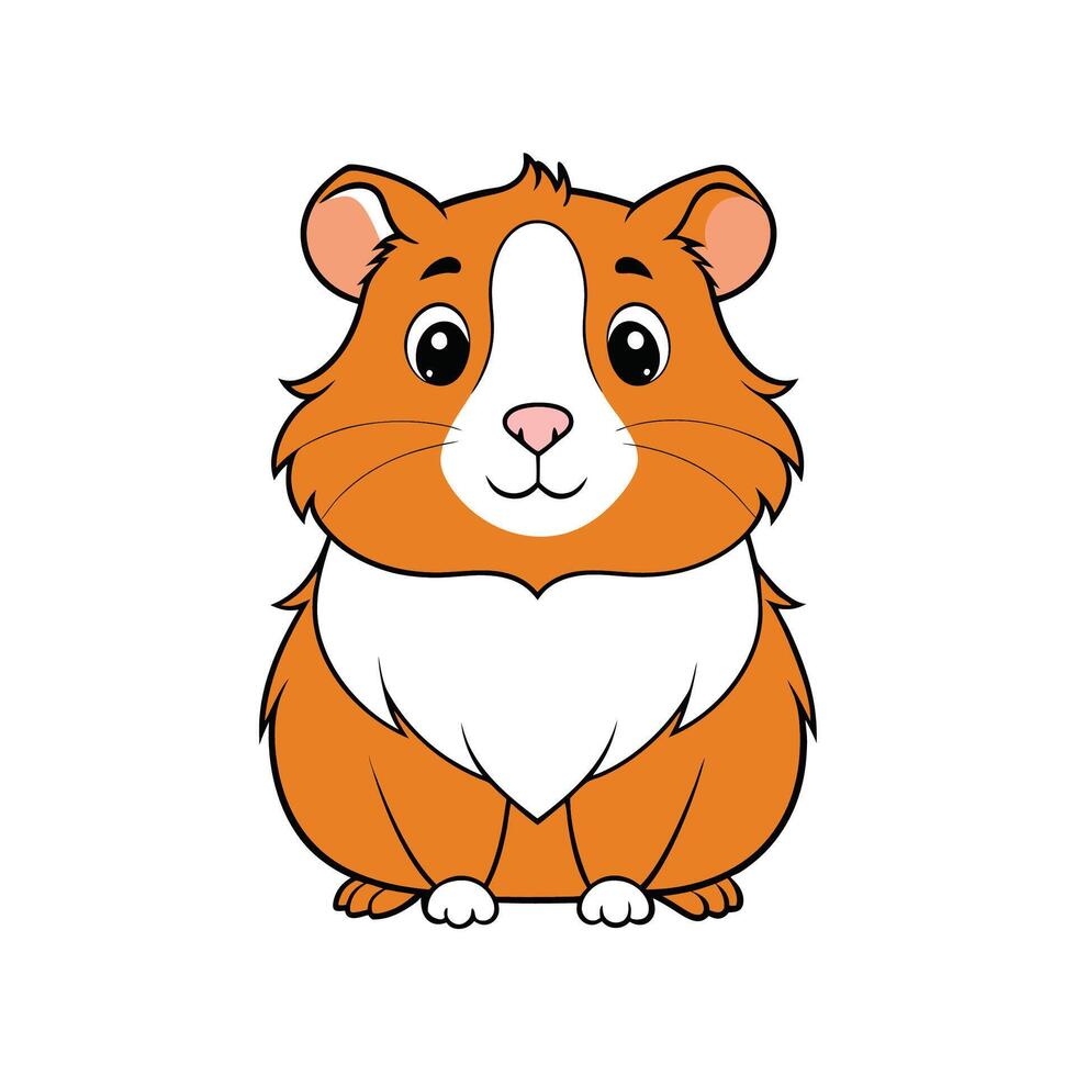 Cartoon hamster with orange and white fur sitting upright vector