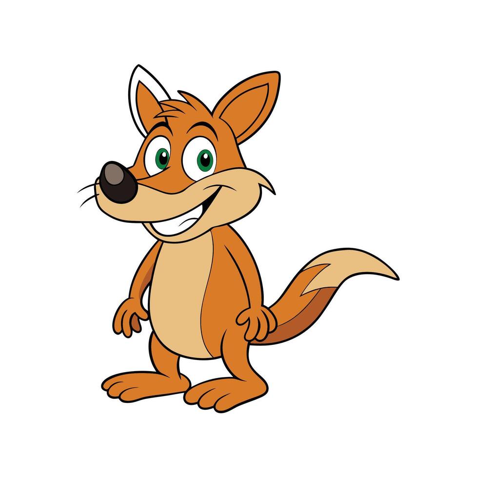 Cartoon fox character illustration with cheerful expression standing upright vector
