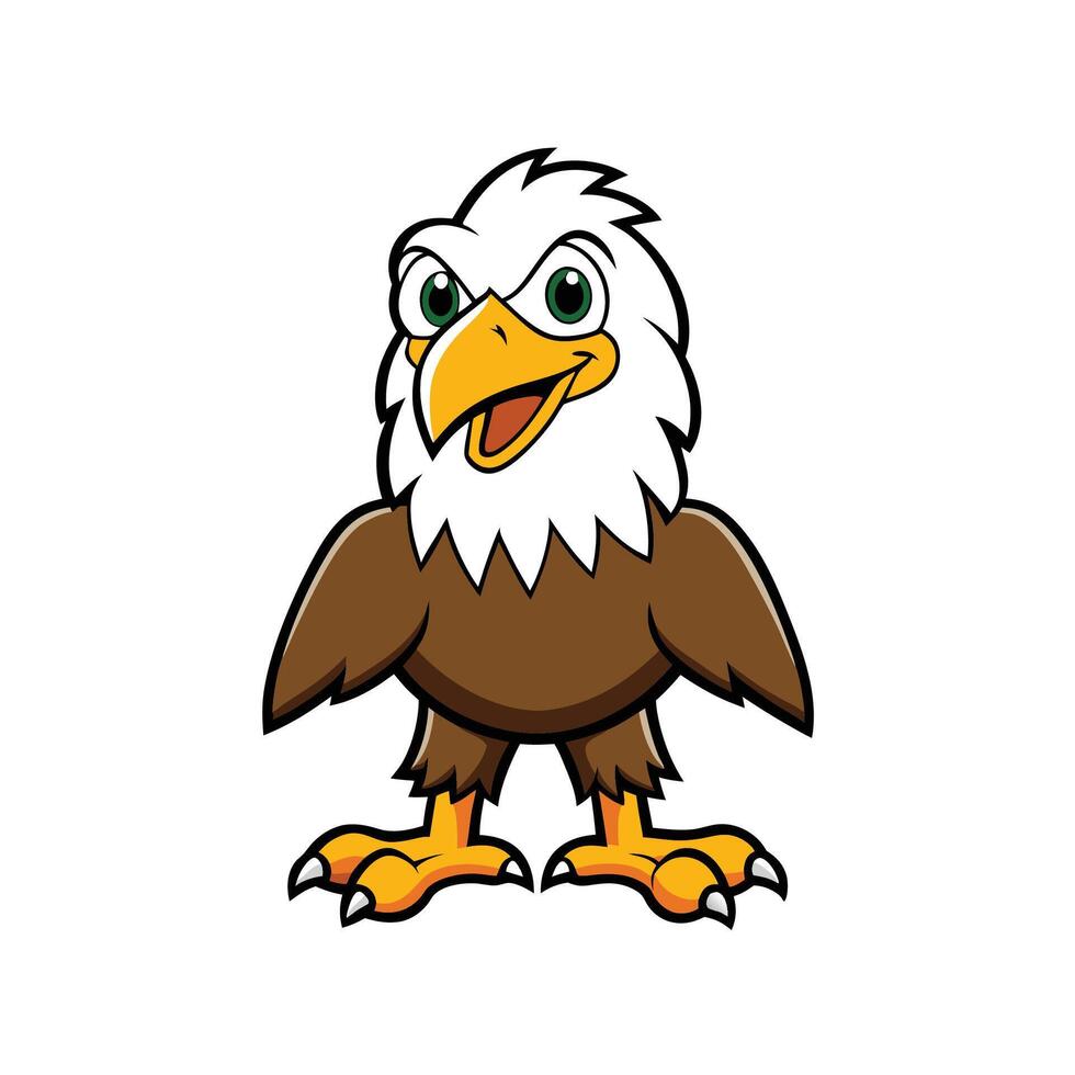 Cartoon eagle illustration standing tall with bright features vector