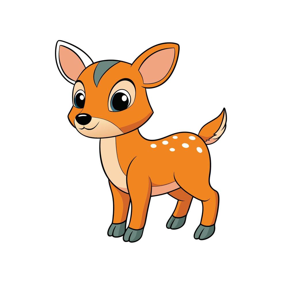 Cute cartoon fawn illustration standing on white background vector