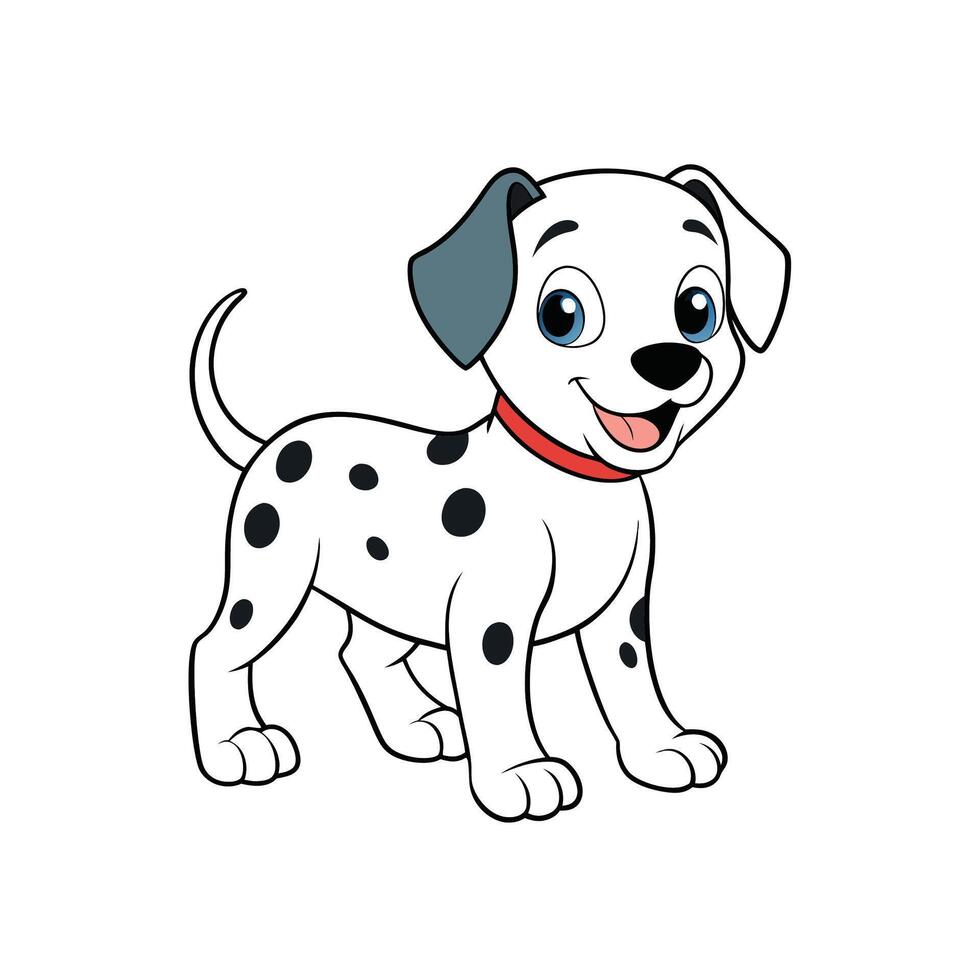 Cartoon Dalmatian puppy illustration against white background for kids vector