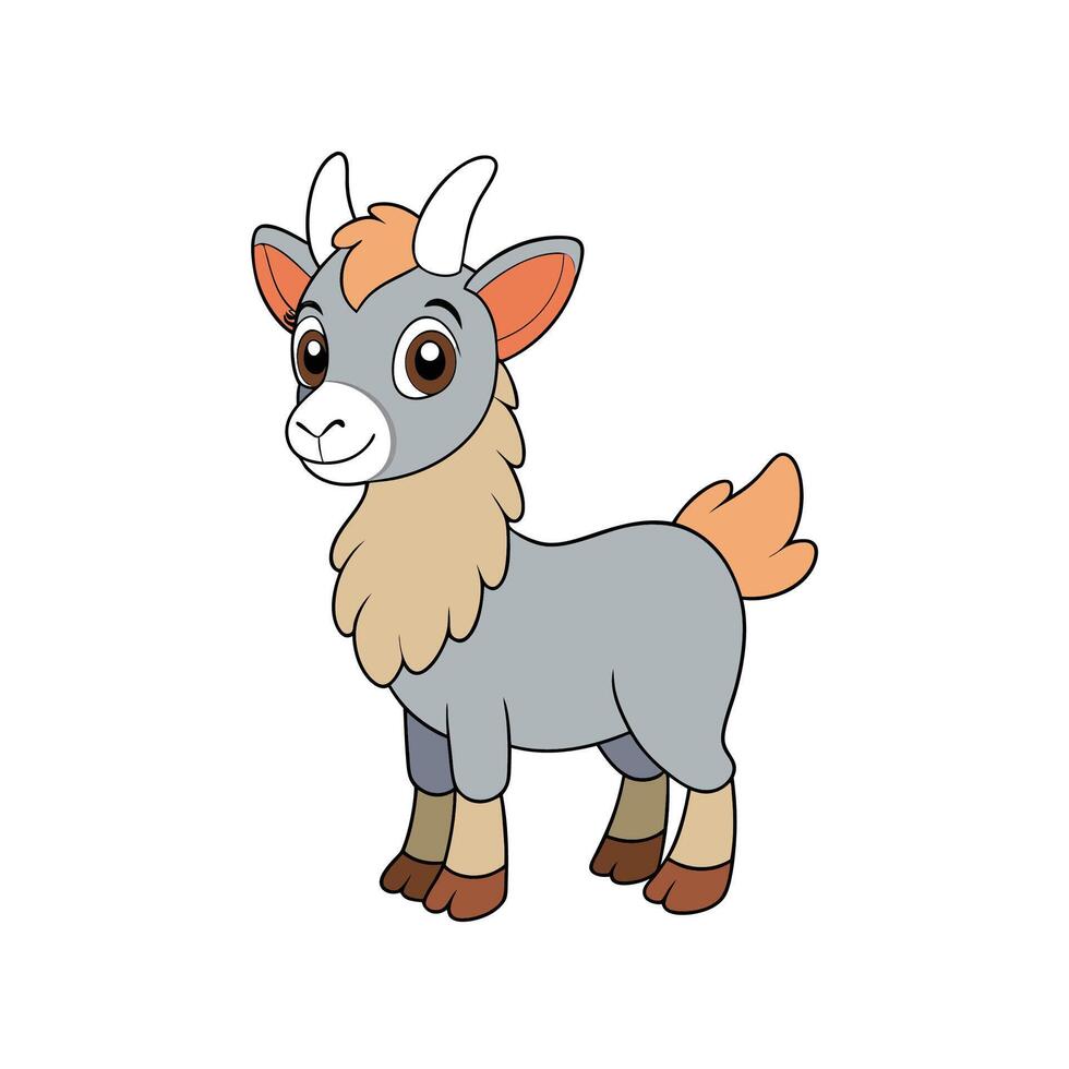 Cartoon goat illustration with smiling face on white background vector