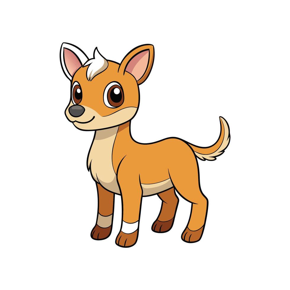 Cute Cartoon Deer with Large Eyes and Light Fur vector