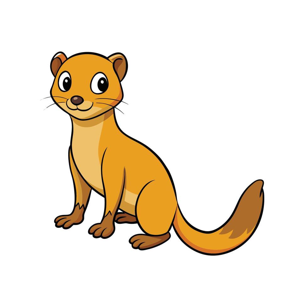 Cartoon illustration of a weasel sitting on a white background vector