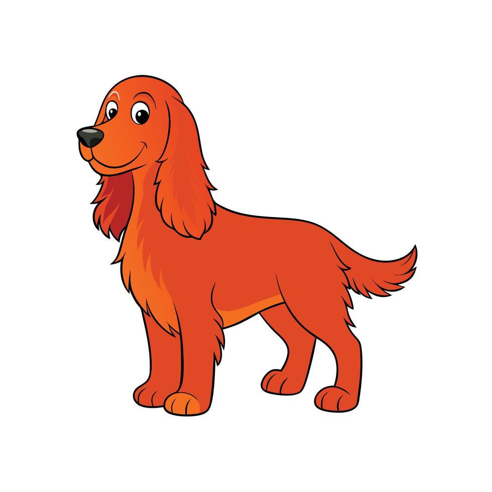Cartoon orange cocker spaniel standing, smiling, in format vector