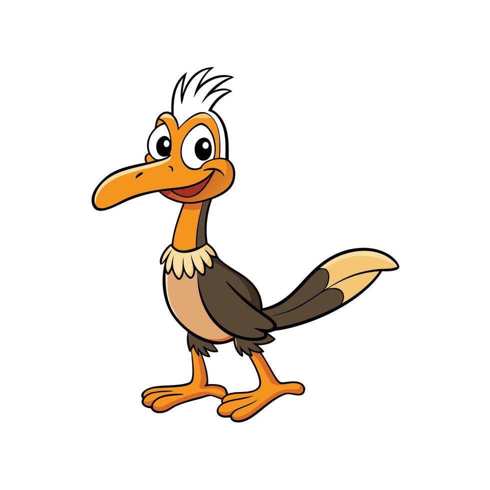 Cartoon roadrunner illustration standing isolated on a white background vector