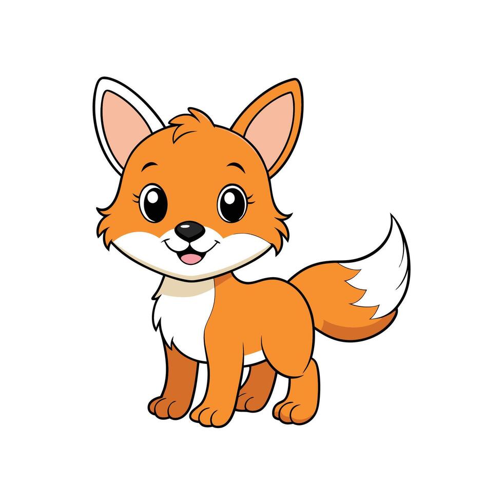 Cartoon orange fox standing cutely on a white background vector