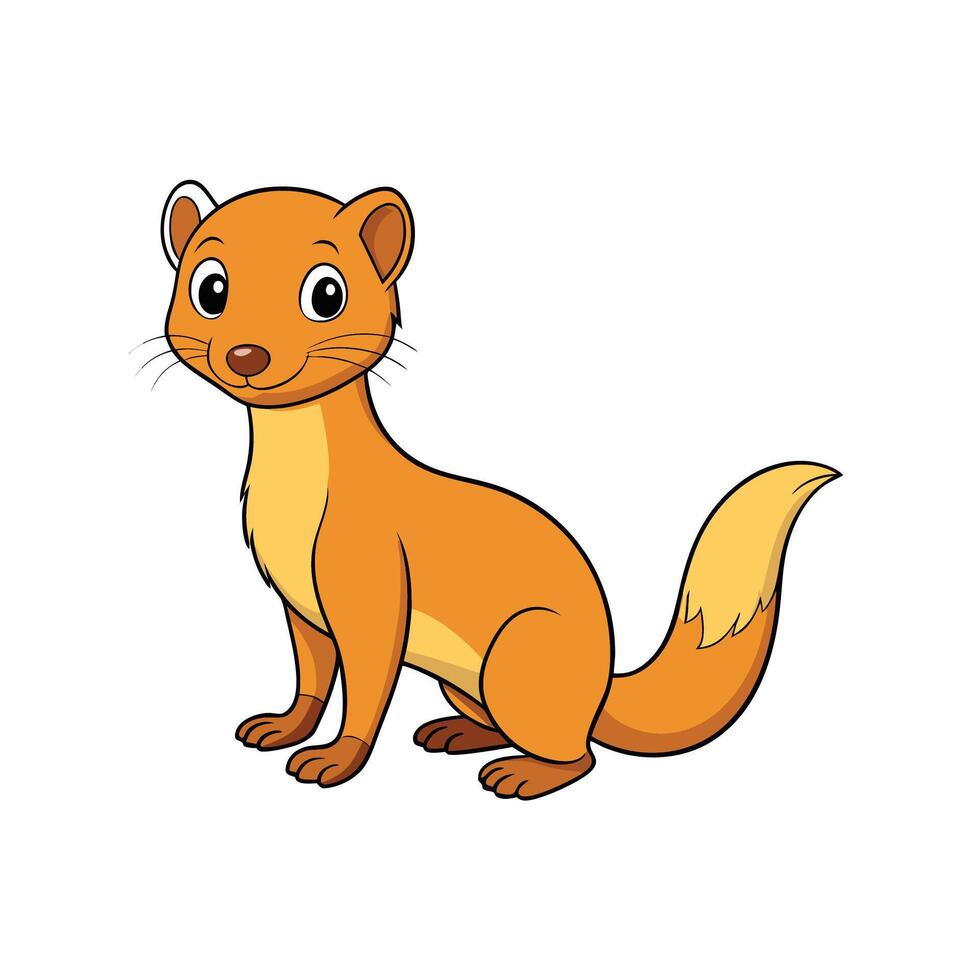 Cartoon stoat with happy expression in simple flat design vector