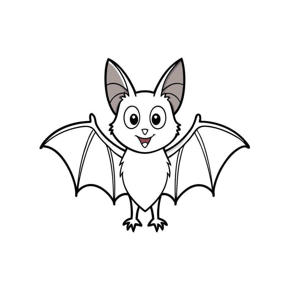 Cute cartoon bat with open wings and smile vector