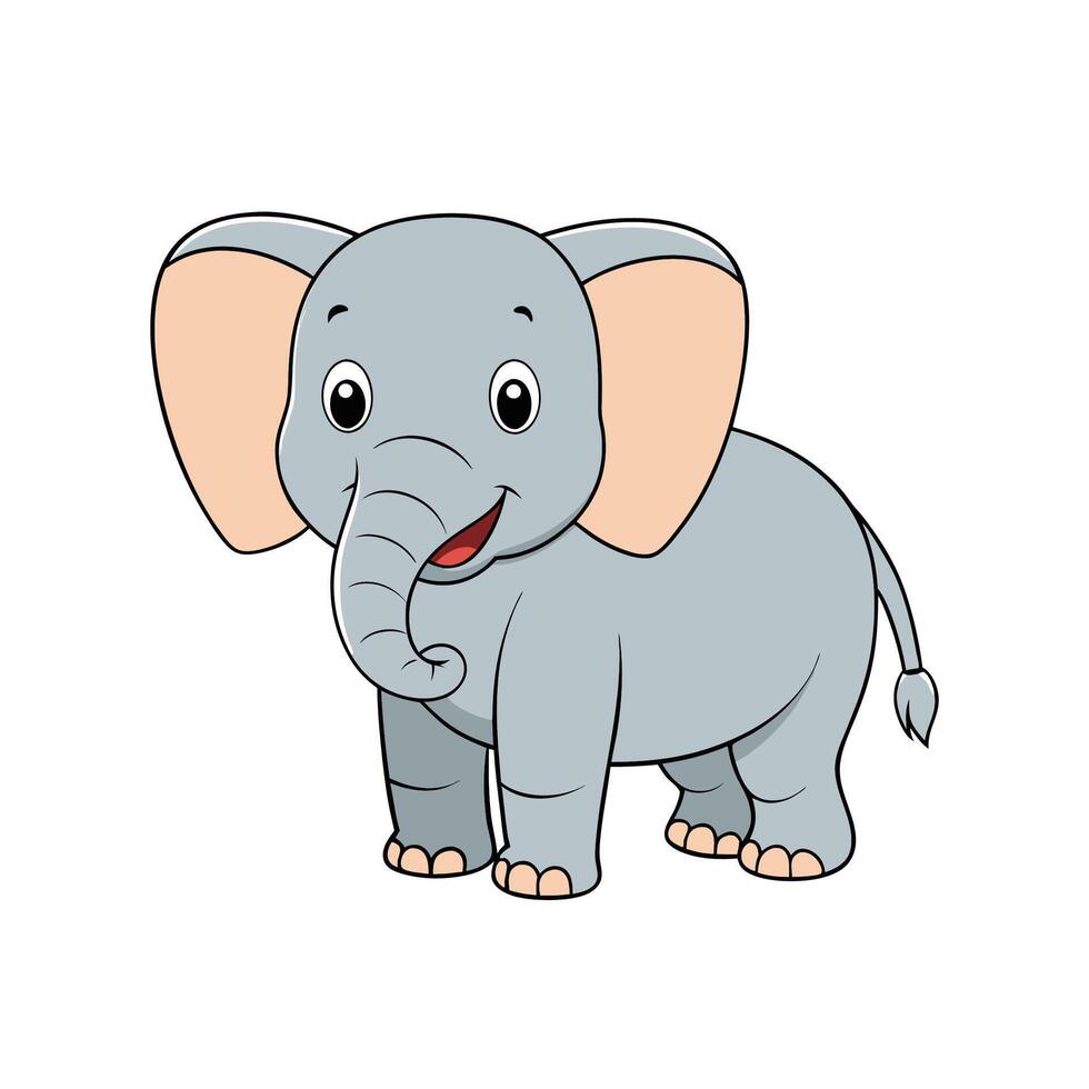 Cartoon elephant illustration standing isolated on a white background vector