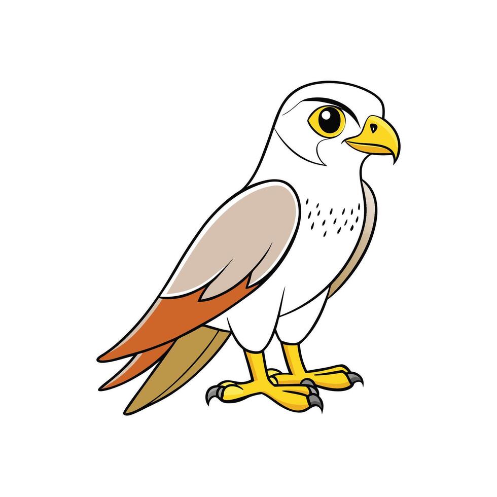 Cartoon falcon illustration with bold outlines on white background vector