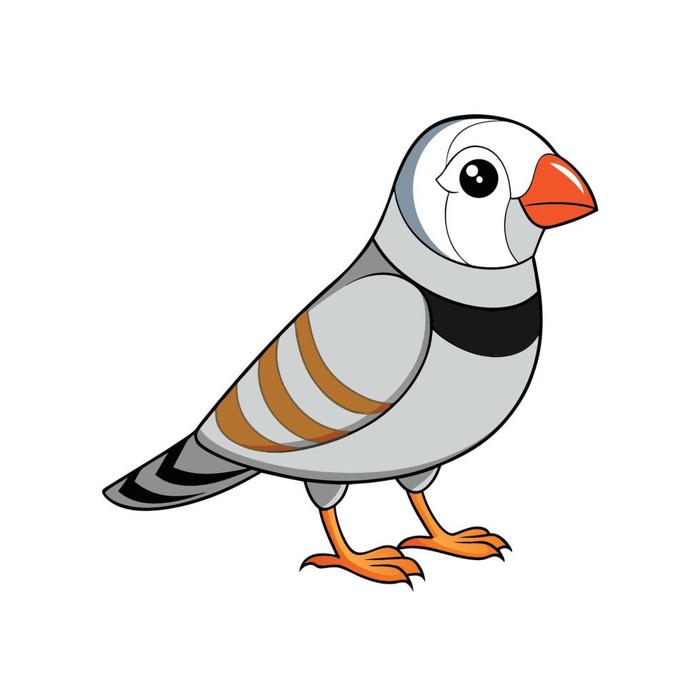 Cartoon zebra finch illustration on a white background vector