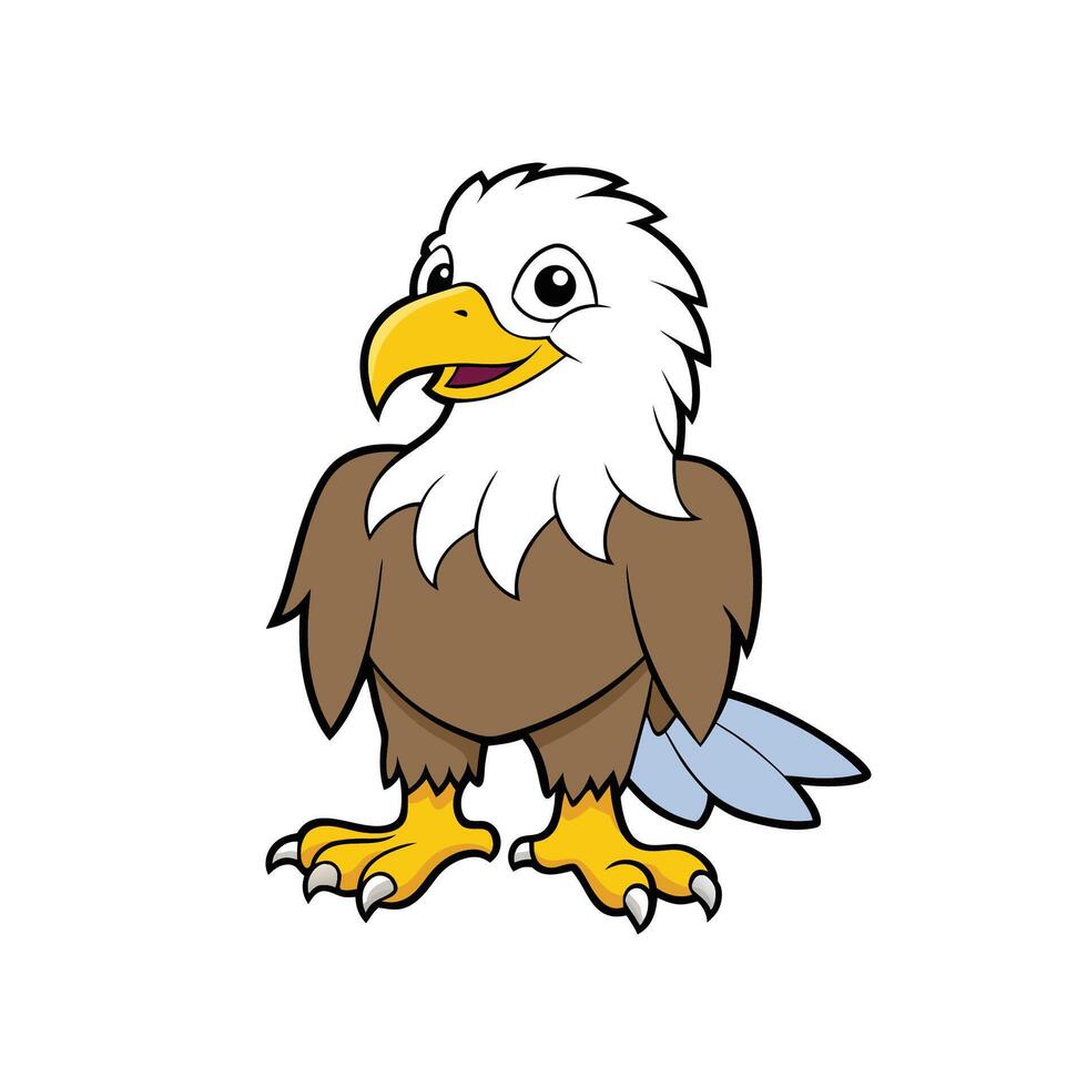 Cartoon Bald Eagle Mascot Standing Confidently on White Background vector