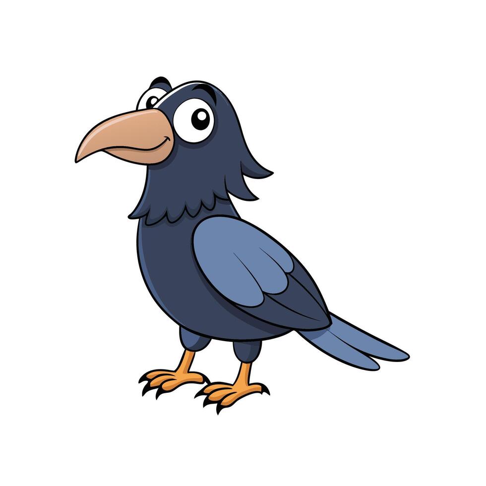 Cartoon crow with big eyes in a playful pose vector