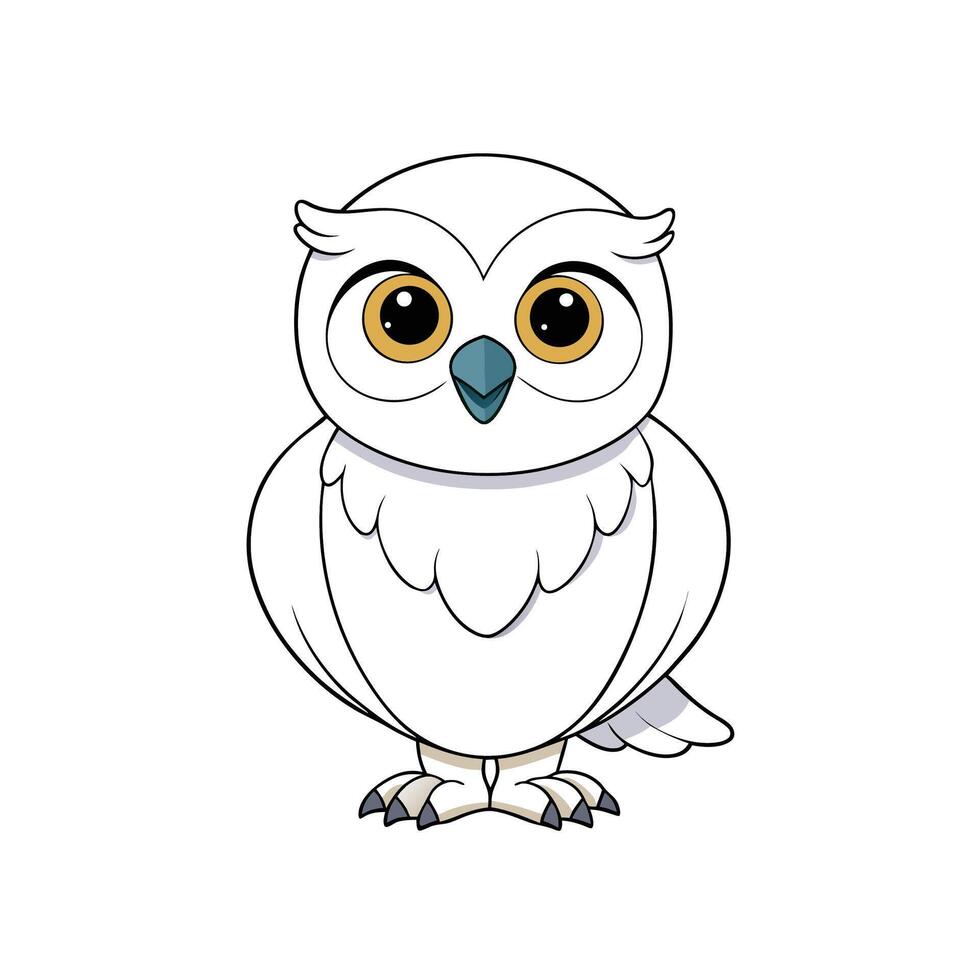Cute cartoon snowy owl character isolated on white background vector