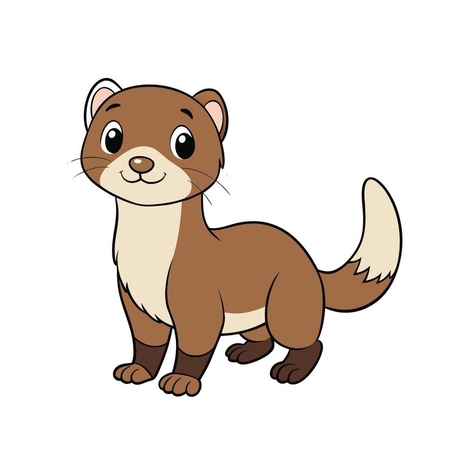 Cartoon Ermine Standing Isolated on White Background Stock Illustration vector