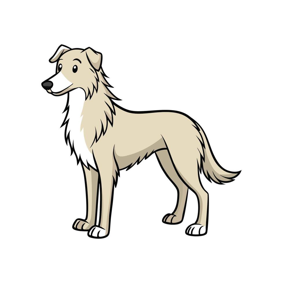 Cartoon dog illustration of a collie breed standing still vector