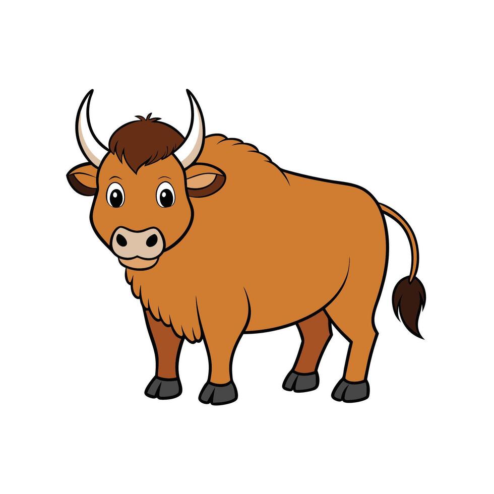 Cartoon yak illustration on white background drawing vector