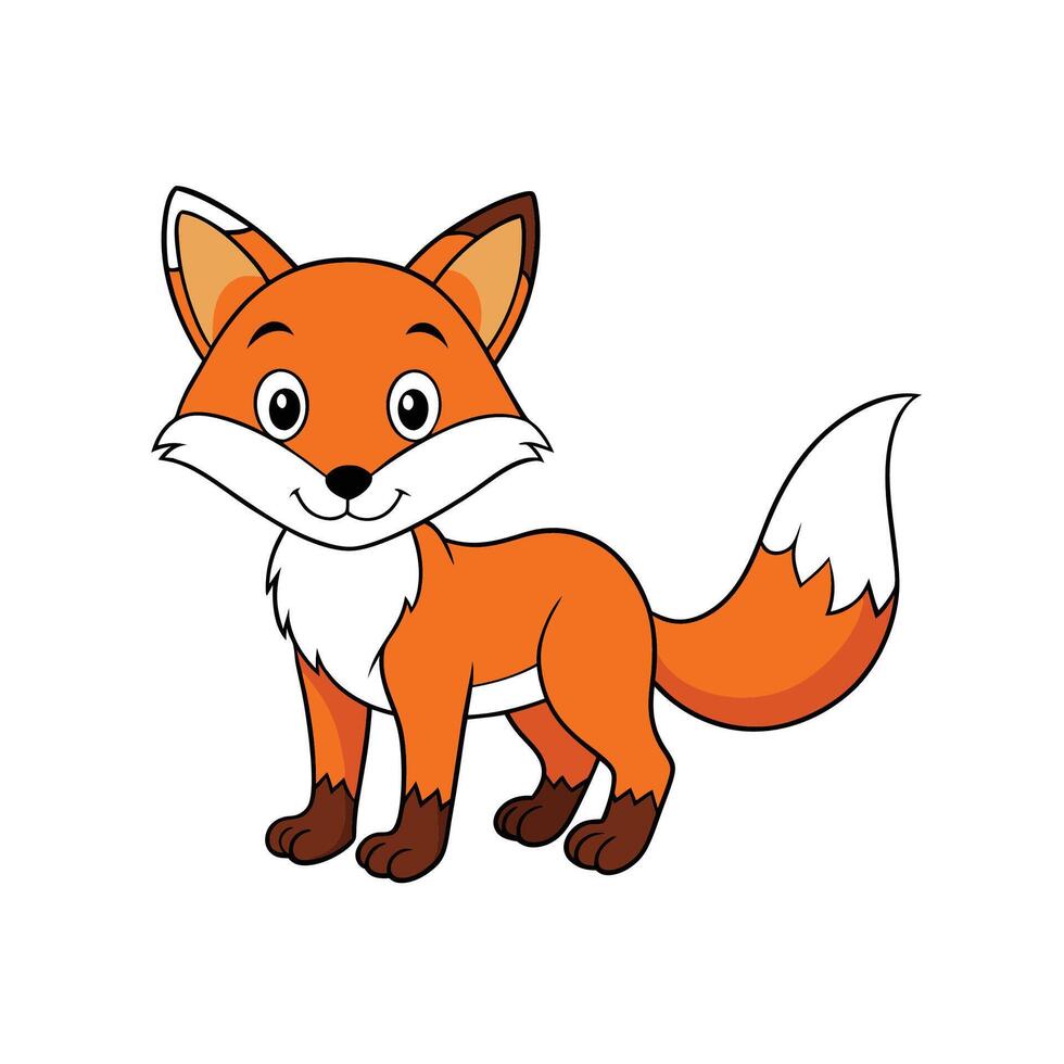 Cute cartoon fox character standing isolated on a white background vector