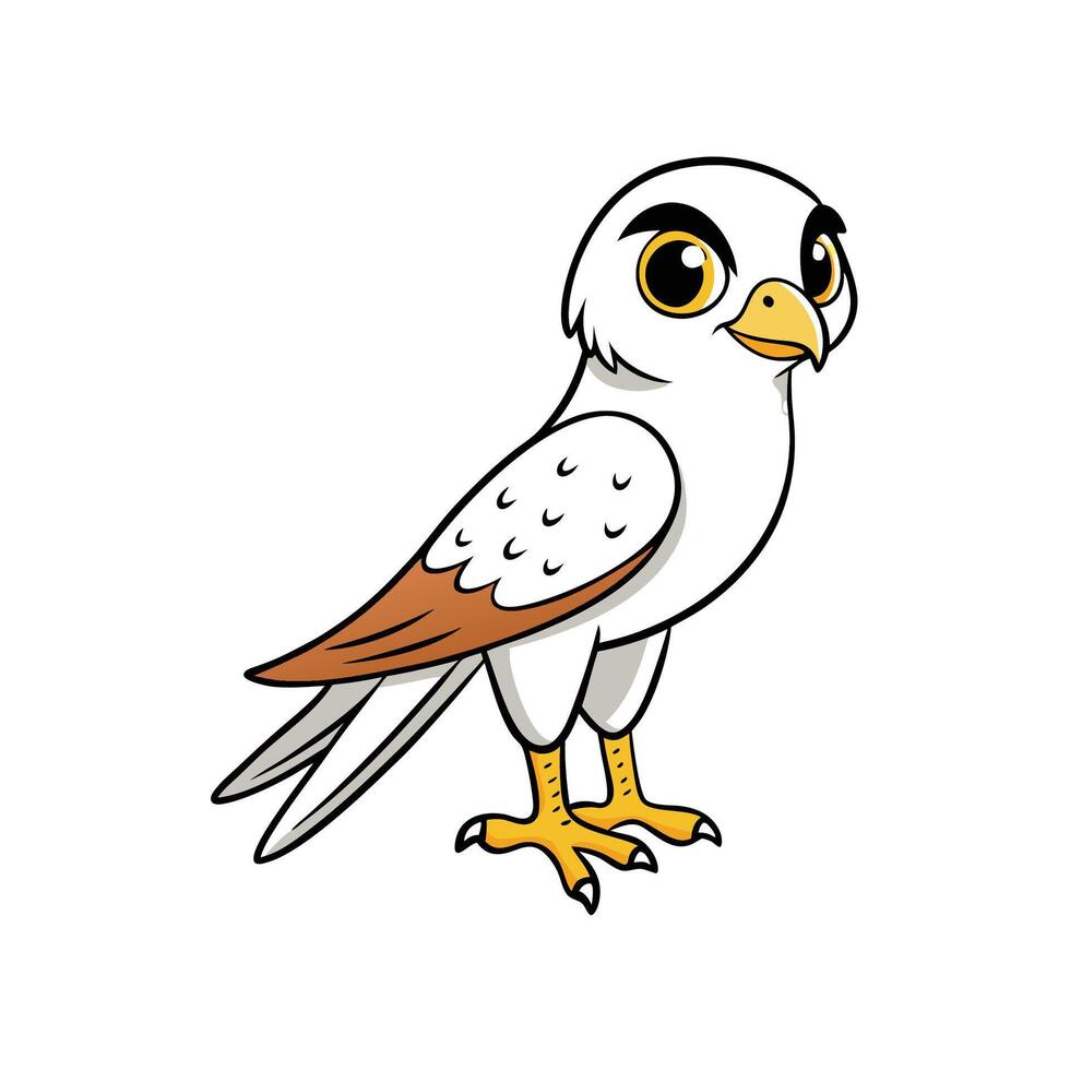 Cartoon bird character illustration with big eyes and feathers vector