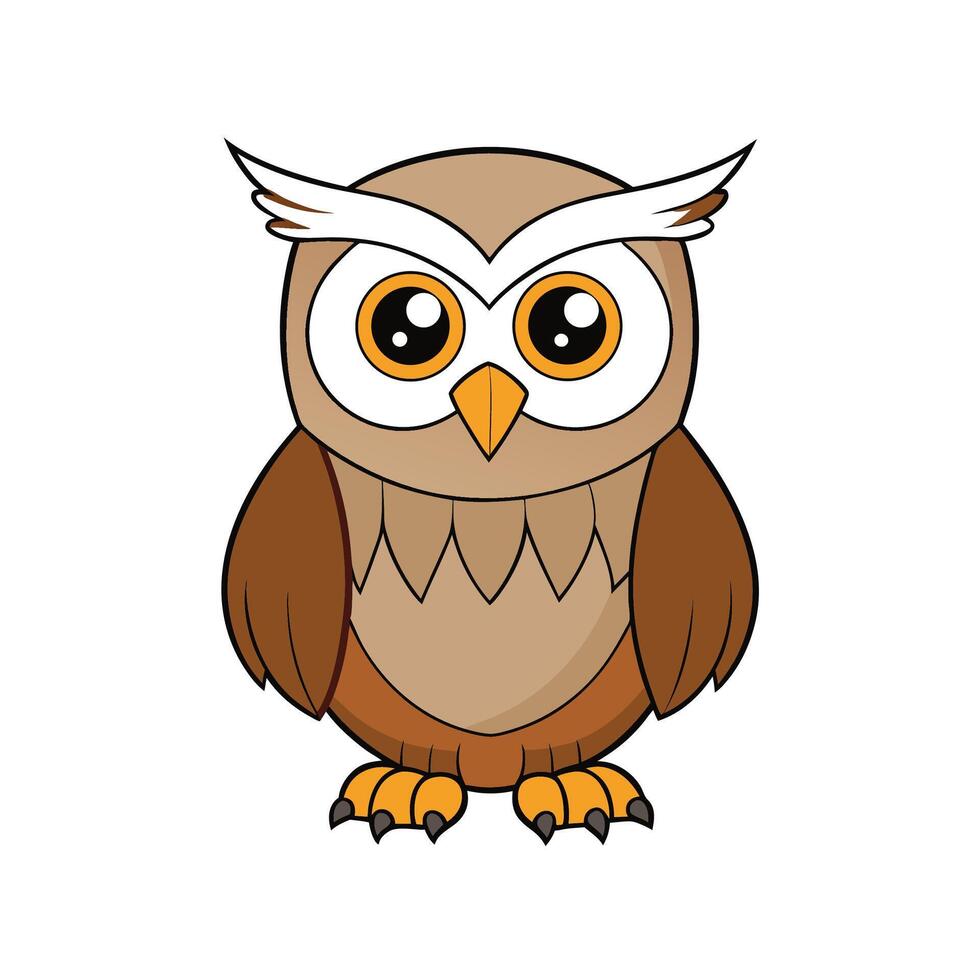Cartoon owl with large eyes, in full body view vector