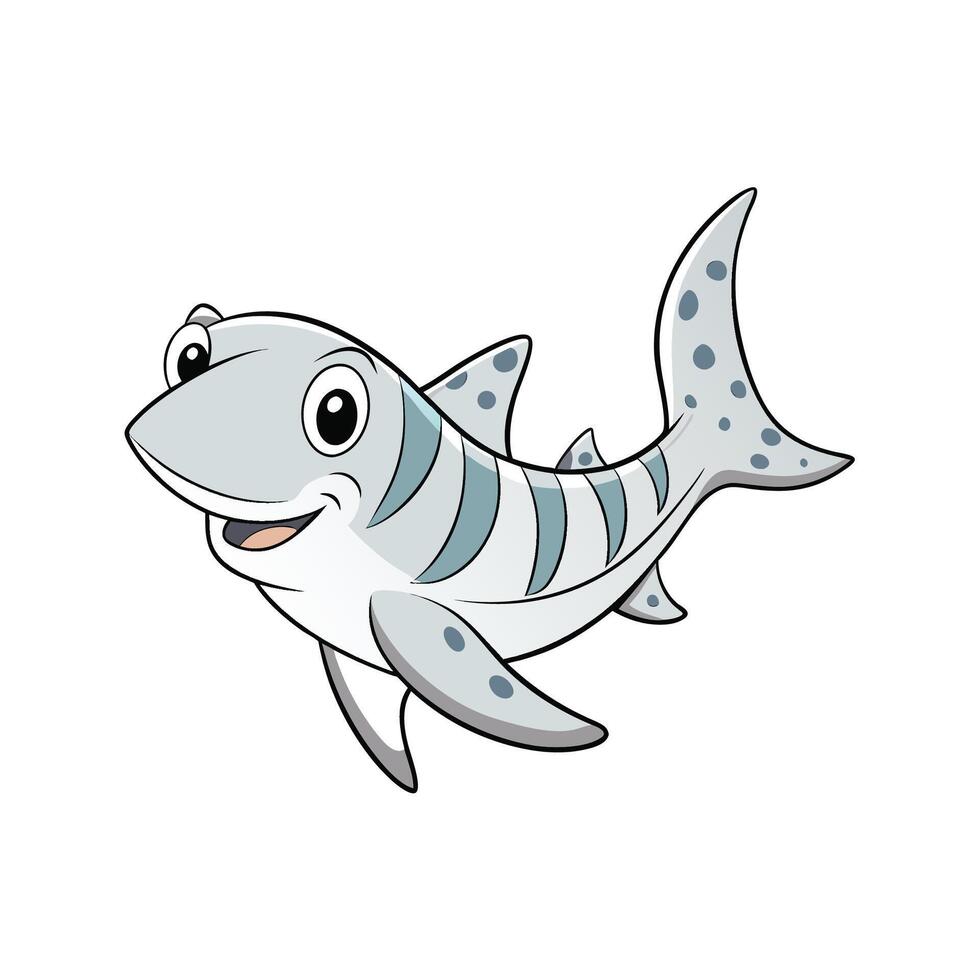 Cartoon shark swimming with a happy smile illustration graphic vector