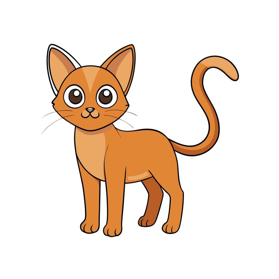 Cartoon ginger cat standing cute and playful animation style vector
