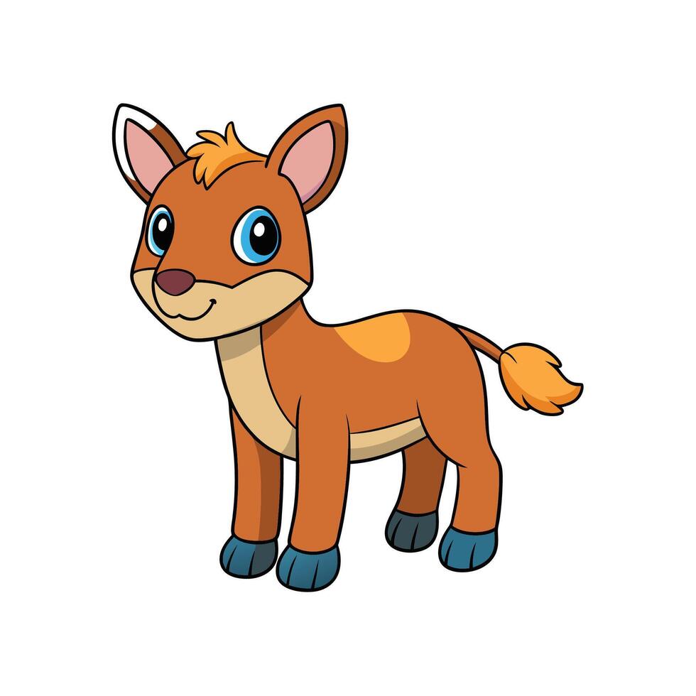 Cute cartoon foal character standing isolated on white background vector