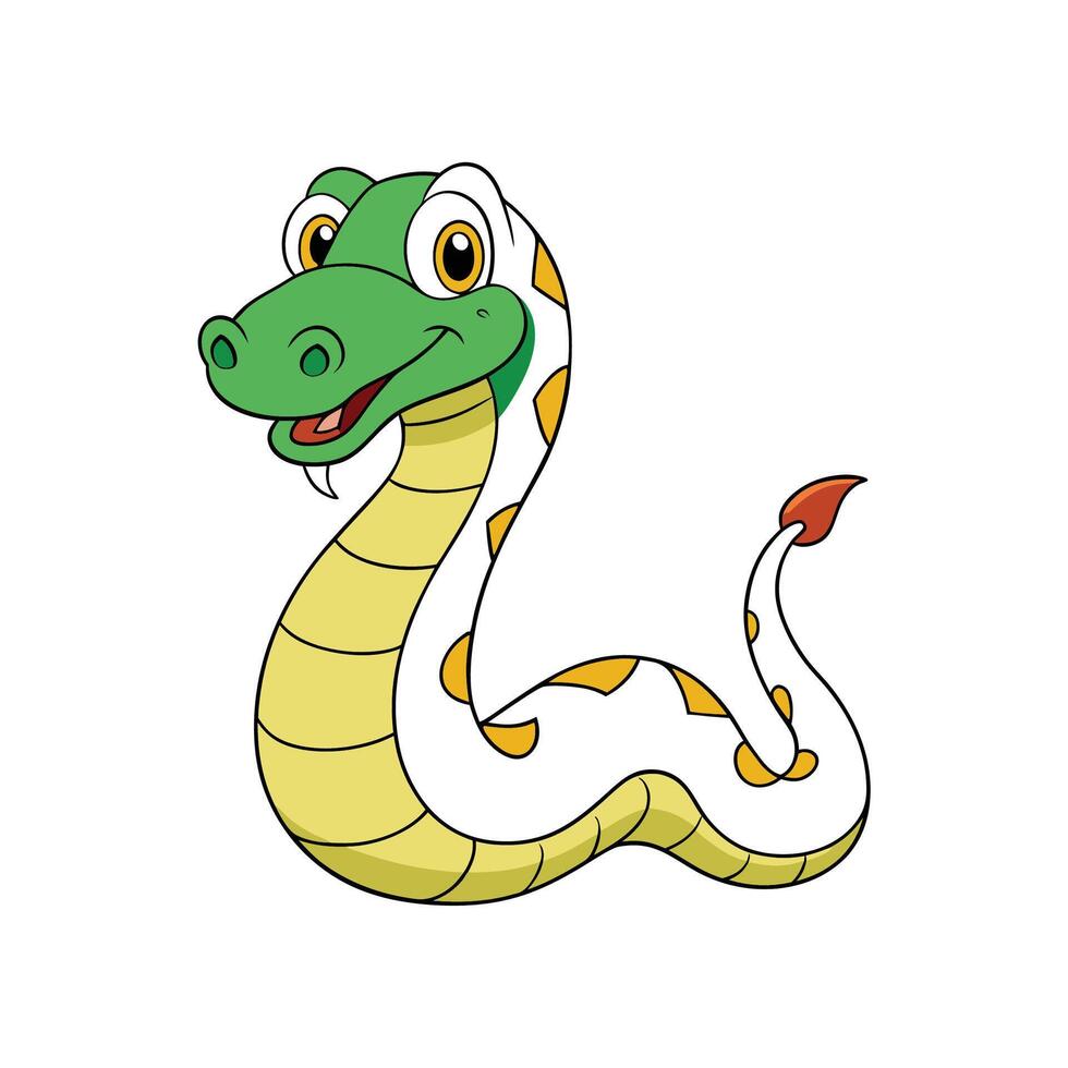 Cheerful cartoon snake posing with a friendly expression vector