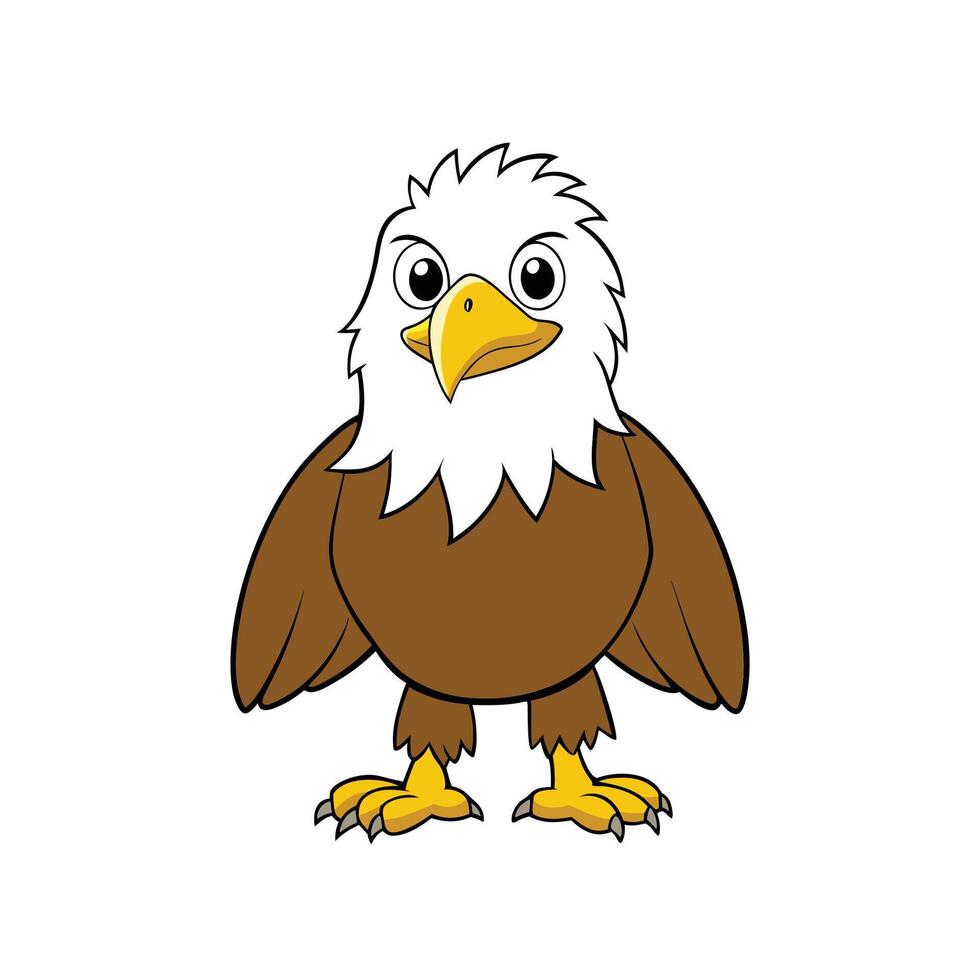 Cartoon bald eagle illustration with strong outlines and vibrant colors vector