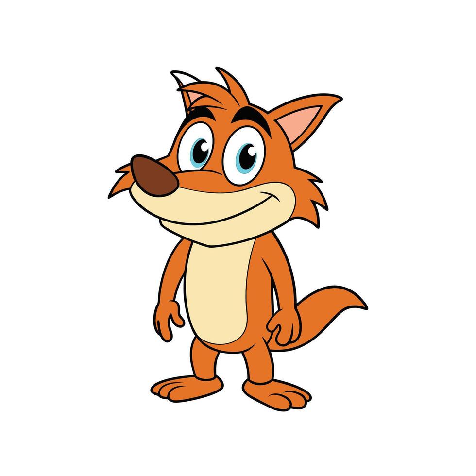 Cartoon Fox Character Standing Smiling on a White Background vector