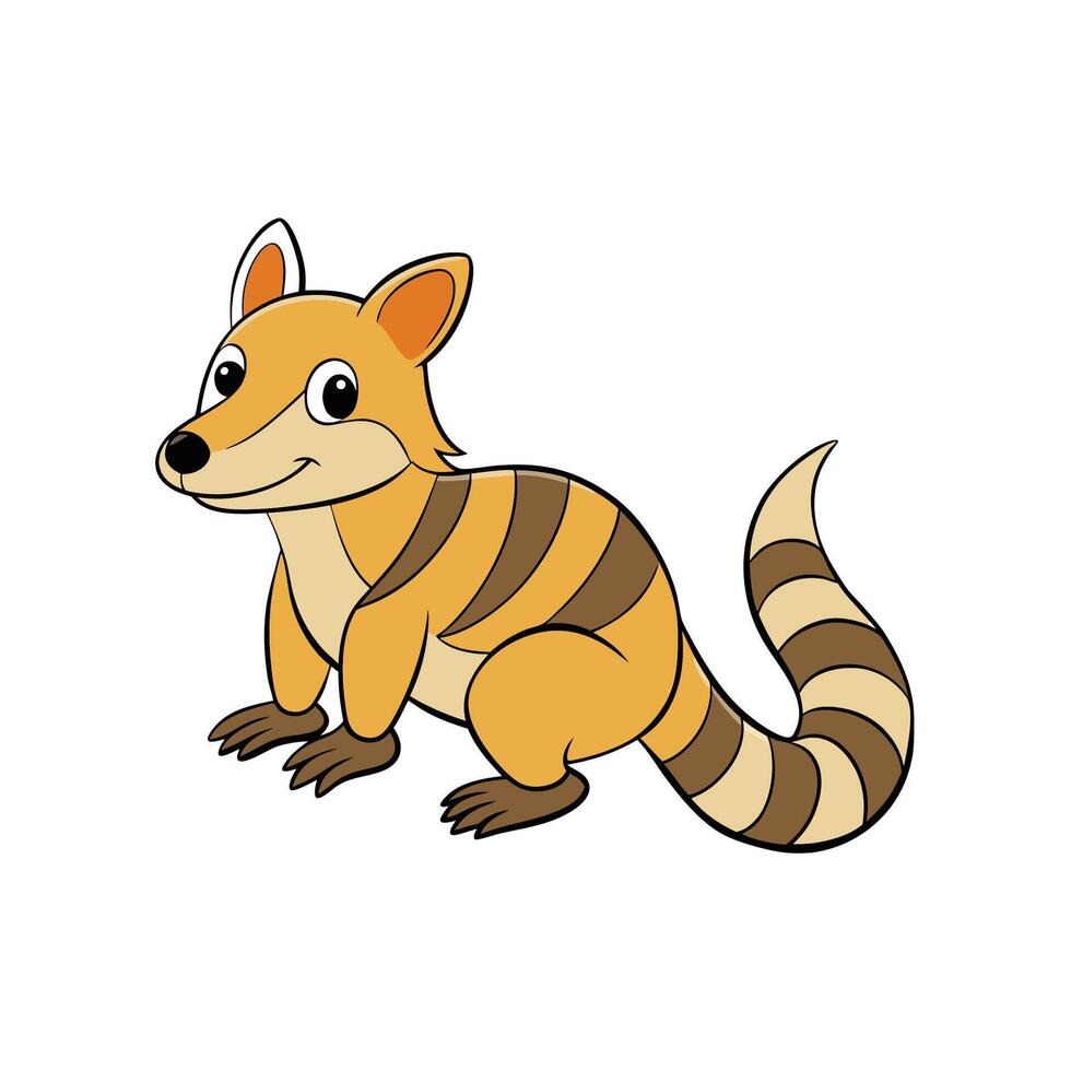 Cartoon Numbat with Stripes on Body and Tail Curled vector