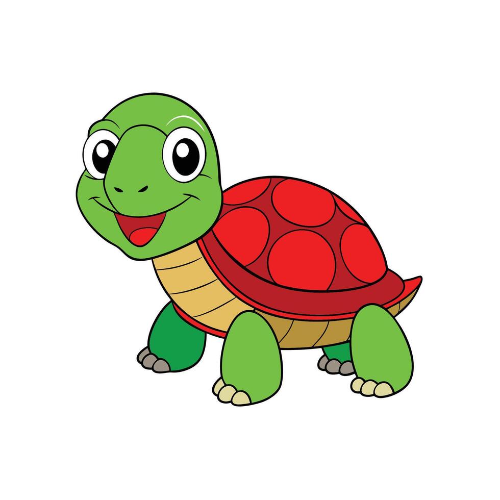 Cartoon turtle illustration with vibrant colors and friendly expression vector